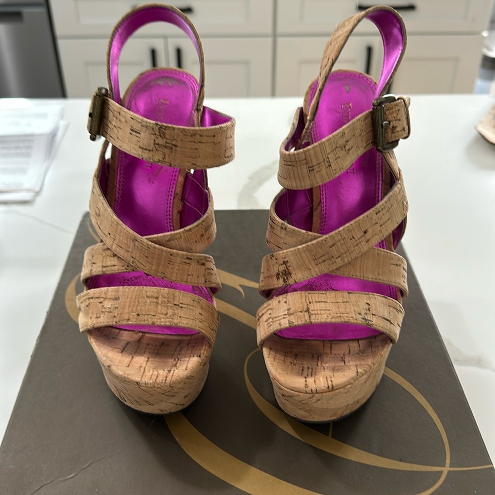 Enzo Angelina Cork Platform Sandals